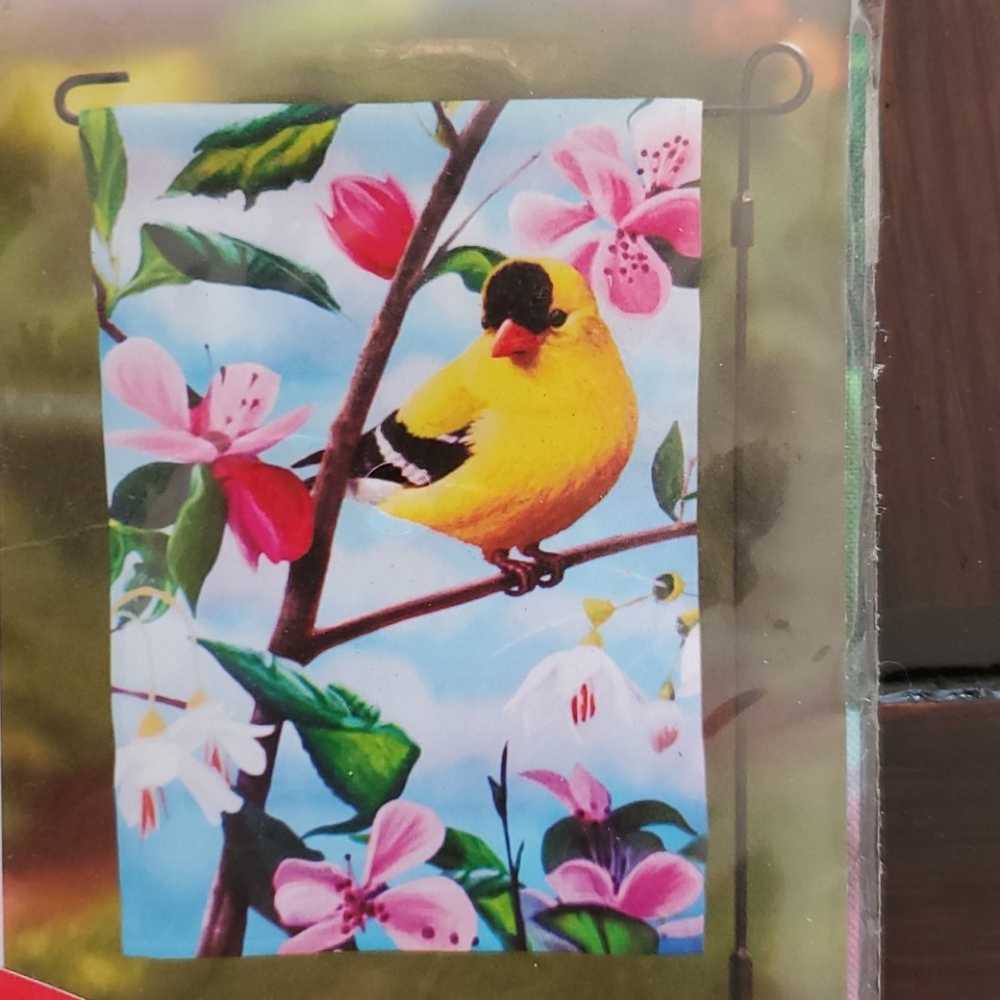 Small Garden Flag with Spring Goldfinch - Picture 2 of 5